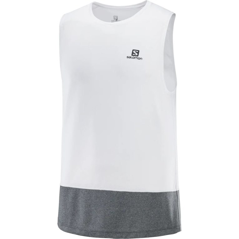 Camisetas Regata Salomon Cross Run Masculino Branco Cinzentas | PT T08569